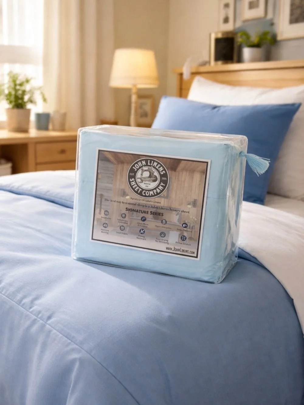 John Linens Cooling Queen Light Blue Sheet Set Luxury Cooling Soft Hotel Bedding
